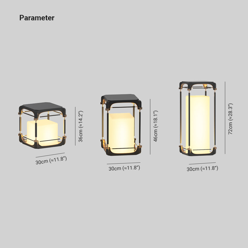 Ray Simple Cube/Cuboid Outdoor lampadar, cu conexiune electrică fixă/Solar, negru