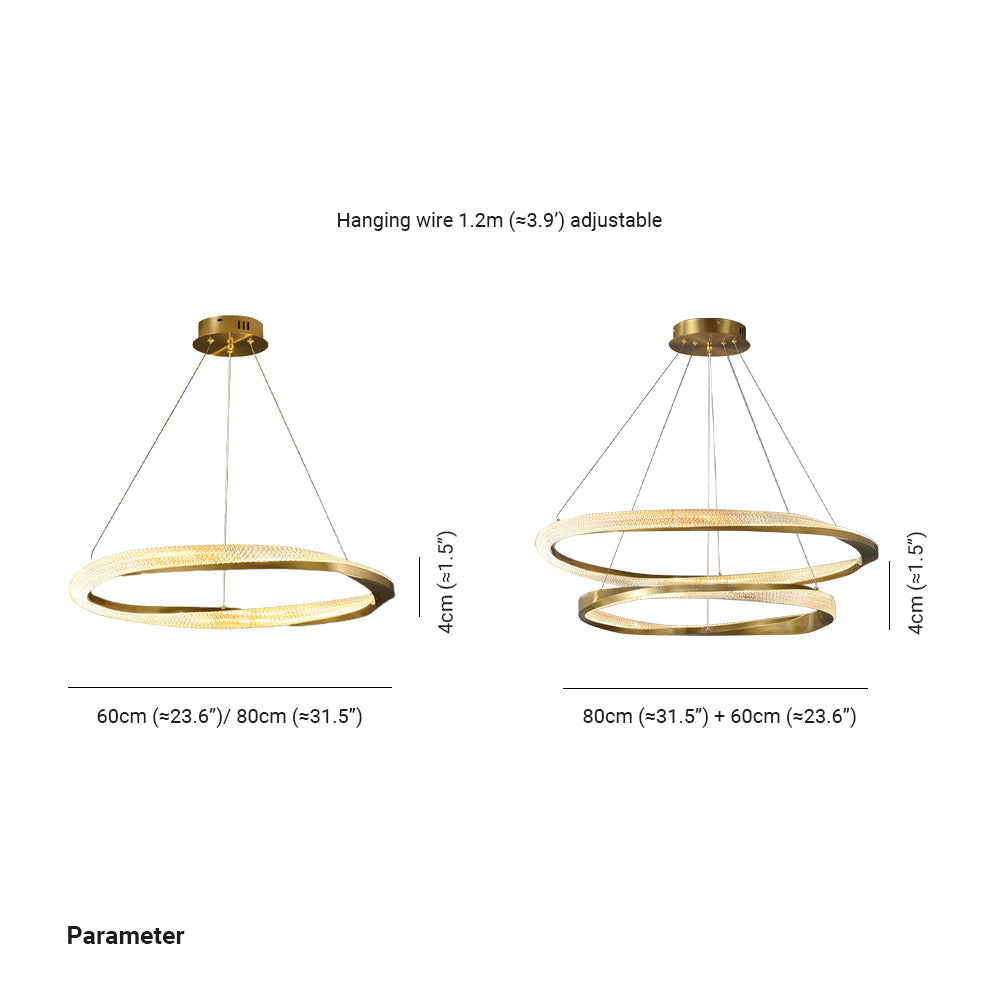 Arisha lampă suspendată aurie, minimalistă, în formă de inel, în spirală