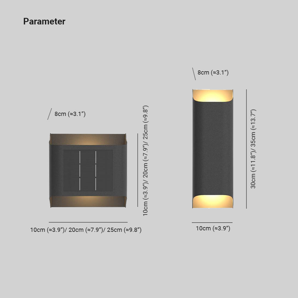 Ray modern Solar Up Down aplică de perete pentru exterior metal negru