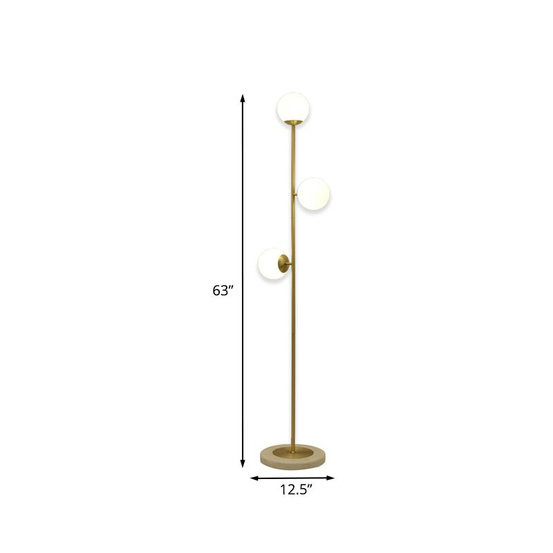 Valentina modern Glob din alamă și sticlă pentru lampadar, 3 surse de lumină