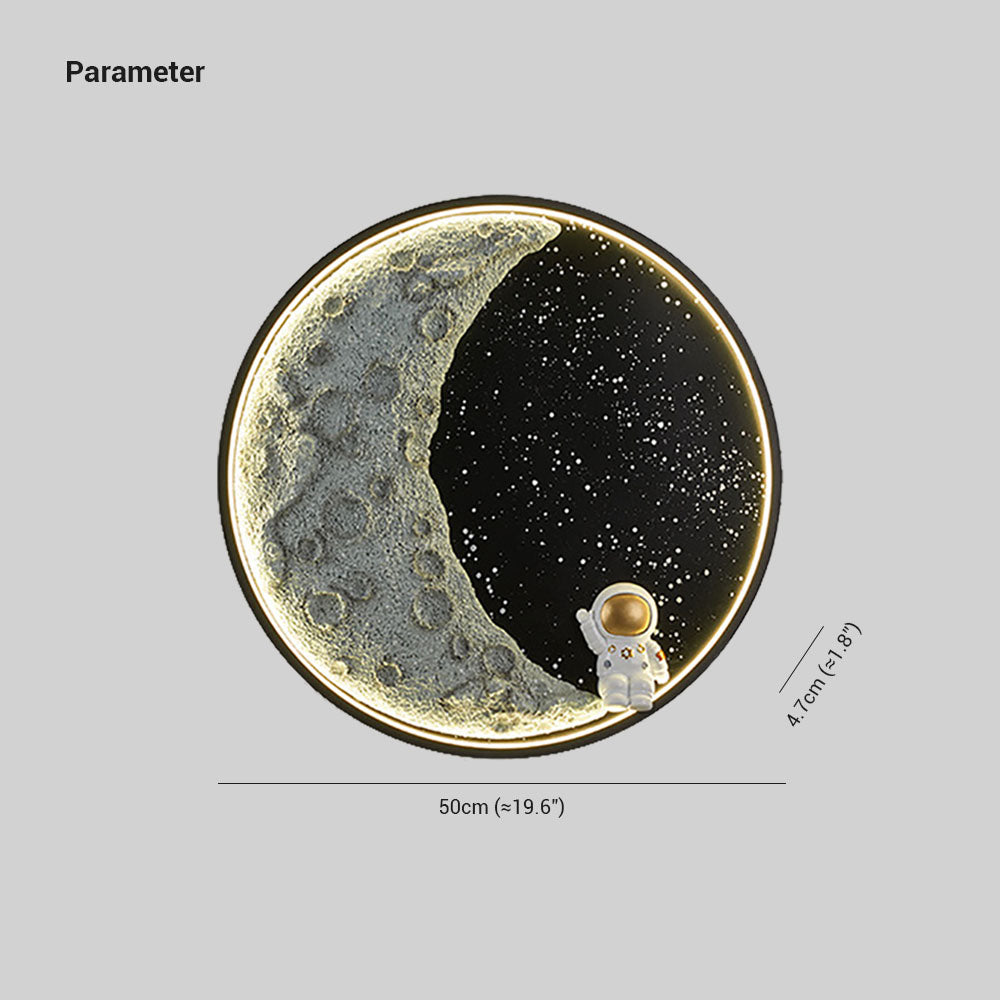 Aria modern Astronaut Moon metal negru aplică de perete