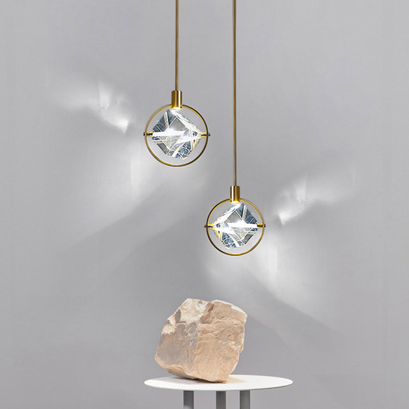 Kristy modern de lux Geometry metal/cristal lampă suspendată, auriu
