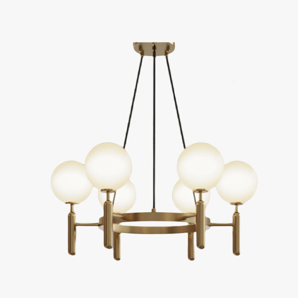 Kristy Design lampă suspendată din sticlă sferică și metal în auriu și alb