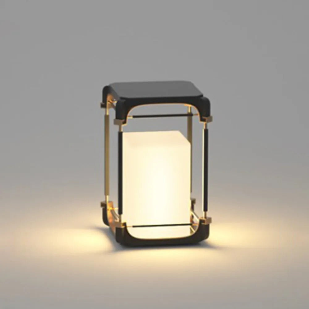 Ray Simple Cube/Cuboid Outdoor lampadar, cu conexiune electrică fixă/Solar, negru