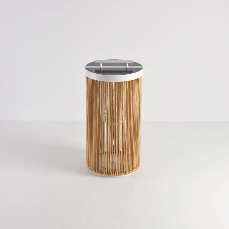 Ray Retro metal/ratan lampadar, Conexiune electrică fixă/Solar/LED, exterior