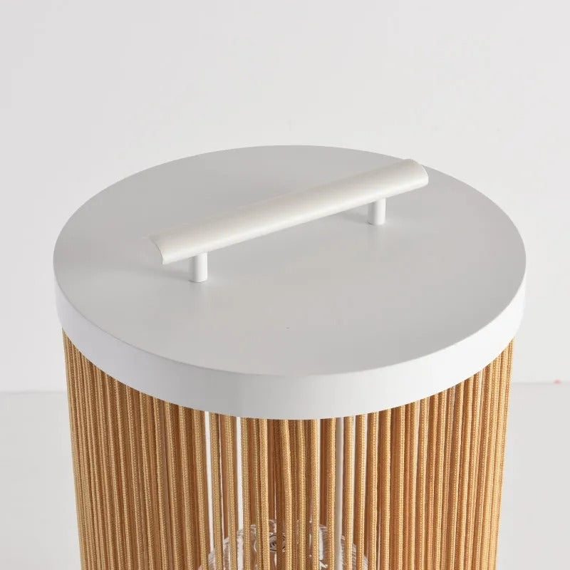 Ray Retro metal/ratan lampadar, Conexiune electrică fixă/Solar/LED, exterior
