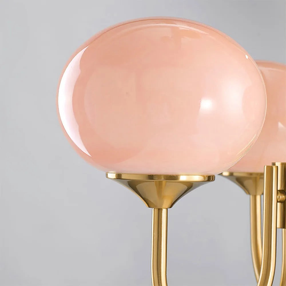 Valentina Retro Art Deco glob candelabru, alb/Roz/Bej