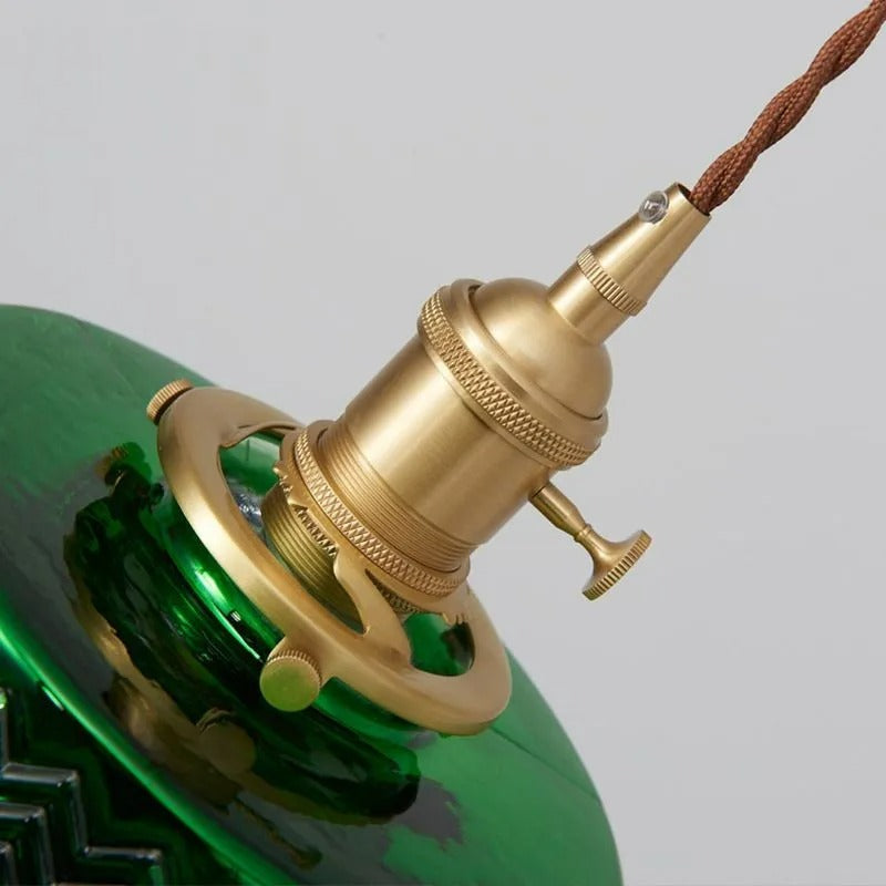 Valentina lampă suspendată verde din metal și sticlă, retro, LED, pentru sufragerie