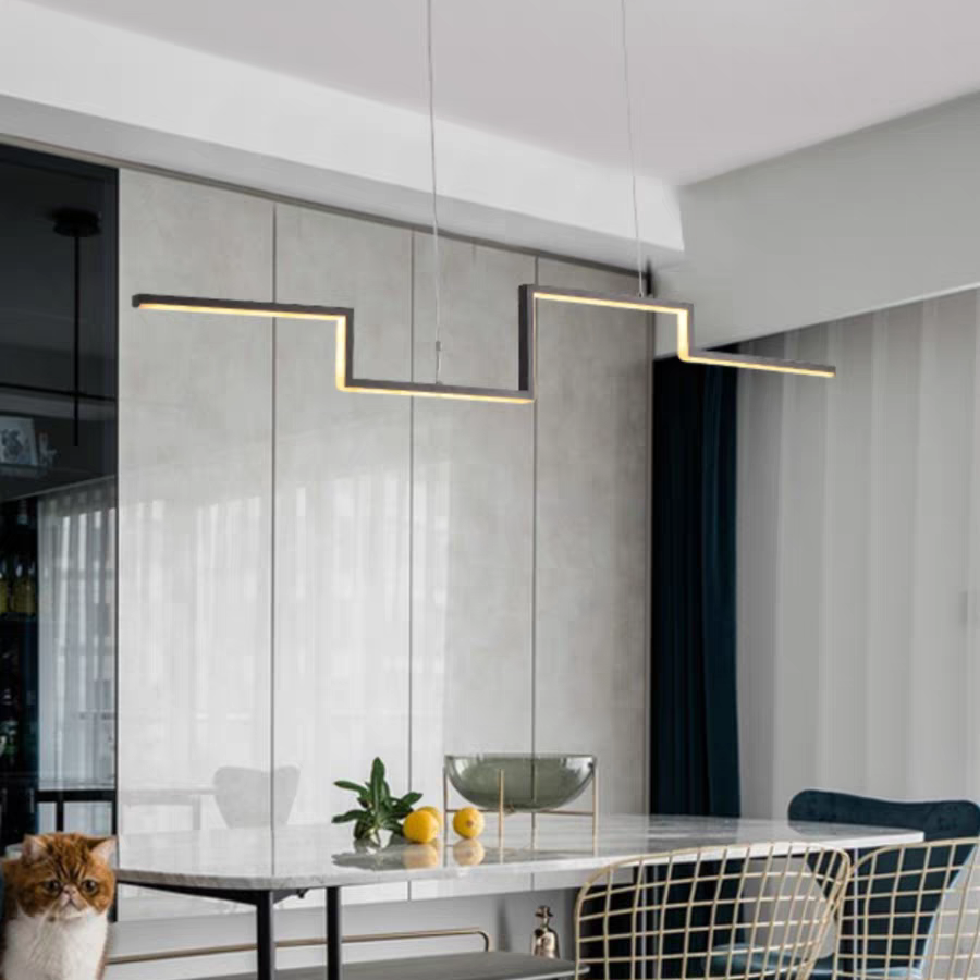 Arisha Designer Linear metal lampă suspendată, negru/auriu