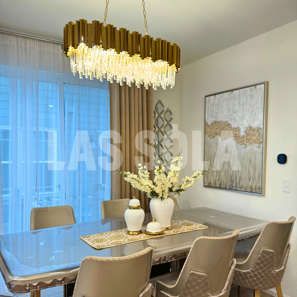 Kristy candelabru auriu din cristal, nordic, postmodern, de lux, pentru sufragerie și living