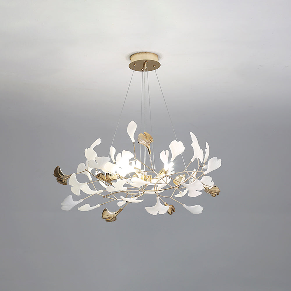 Olivia candelabru modern în Formă de Petală din metal cu Frunză de Ginkgo, auriu
