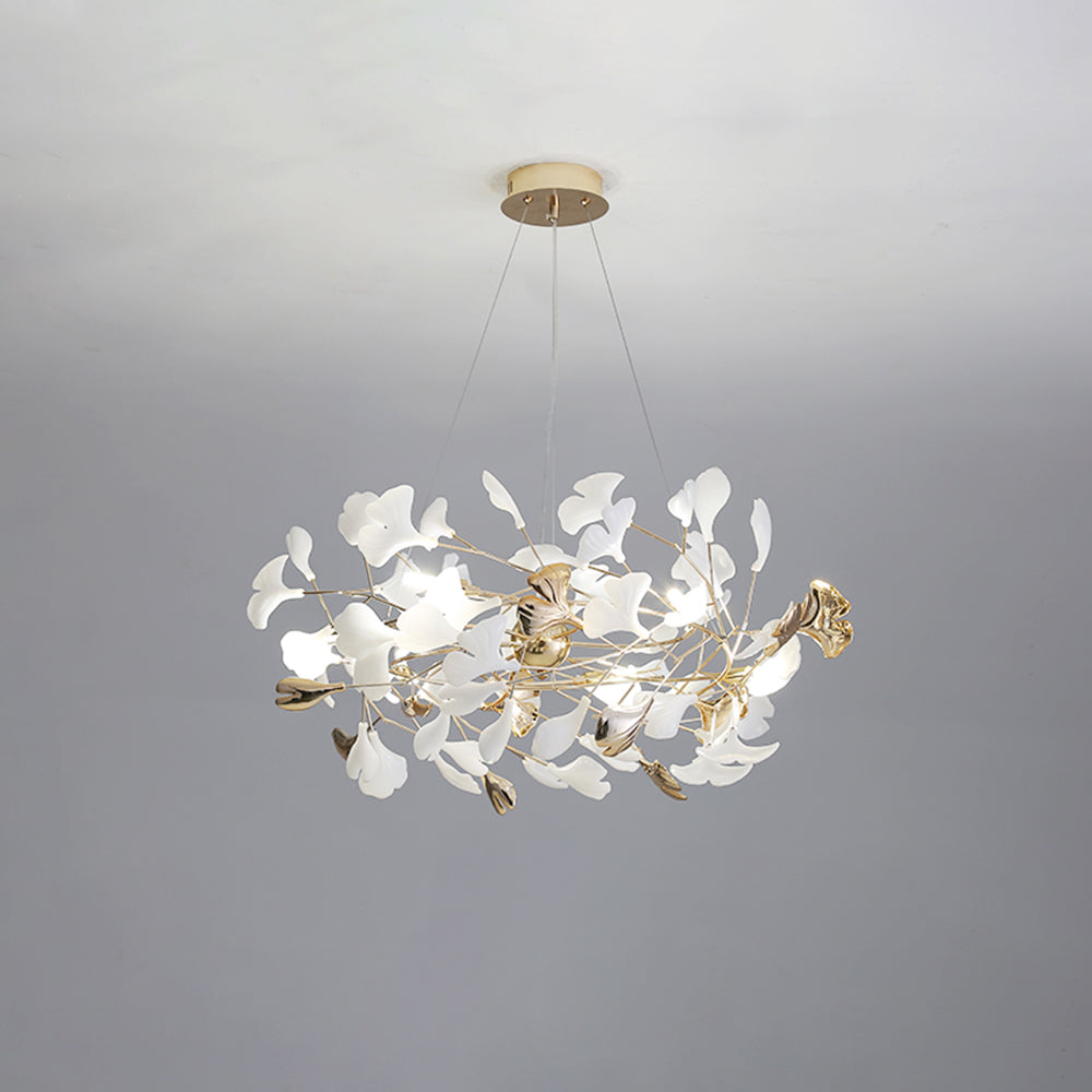 Olivia candelabru modern în Formă de Petală din metal cu Frunză de Ginkgo, auriu