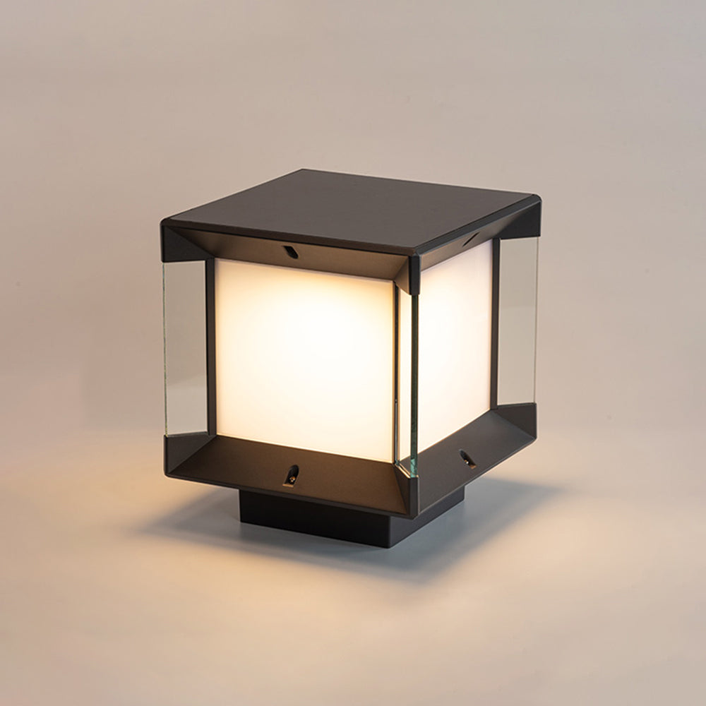 Ray modern Rectangular metal sticlă Outdoor Lamp, negru/negru-auriu