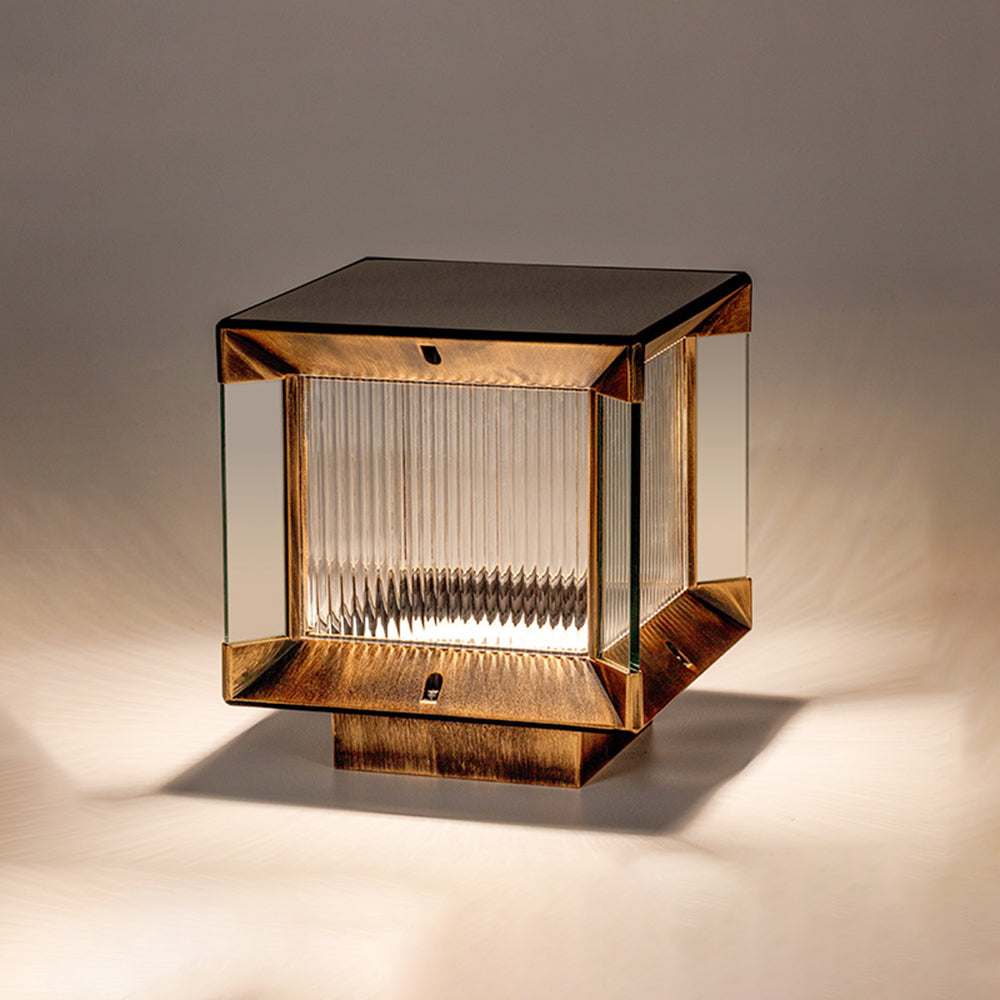 Ray modern Rectangular metal sticlă Outdoor Lamp, negru/negru-auriu