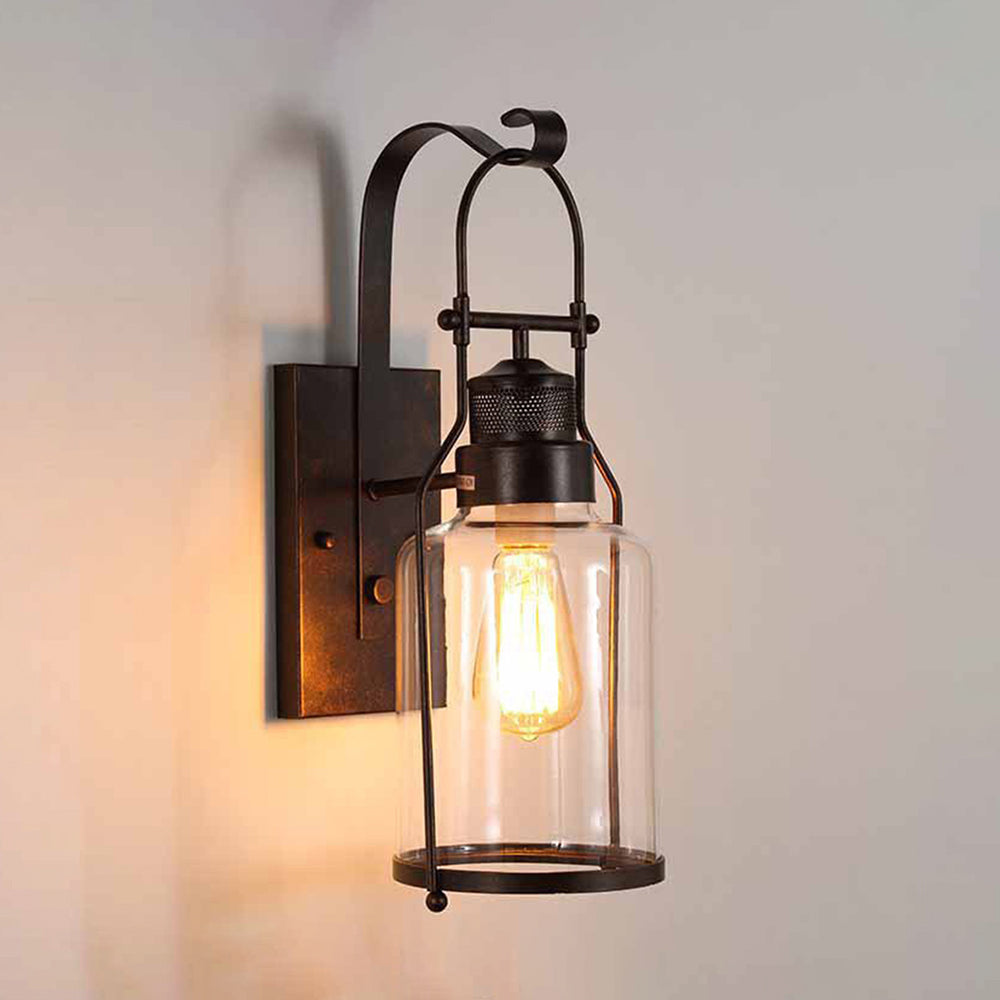 Silva aplică de perete Vintage Lantern sticlă/metal, negru/Ruginiu