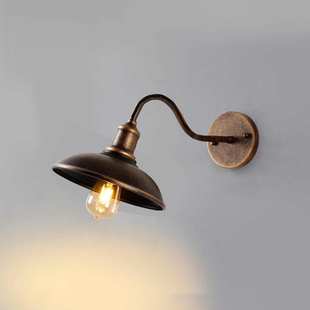 Ray aplică de perete lampă de perete rustică în formă de bol din metal, alamă antichizată