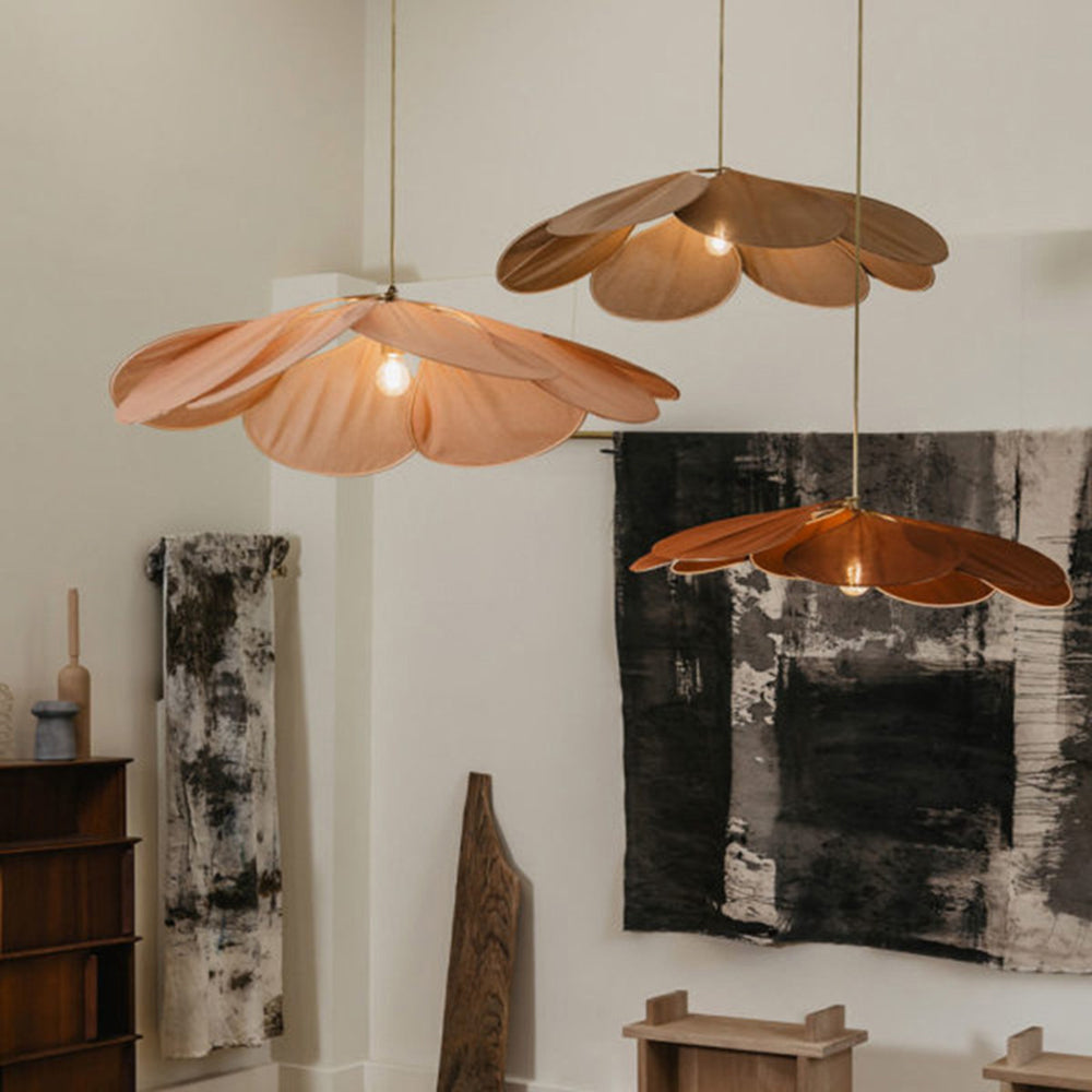 Ritta lampă suspendată Vintage Rustic Wabi Sabi, Textil, alb/Maro