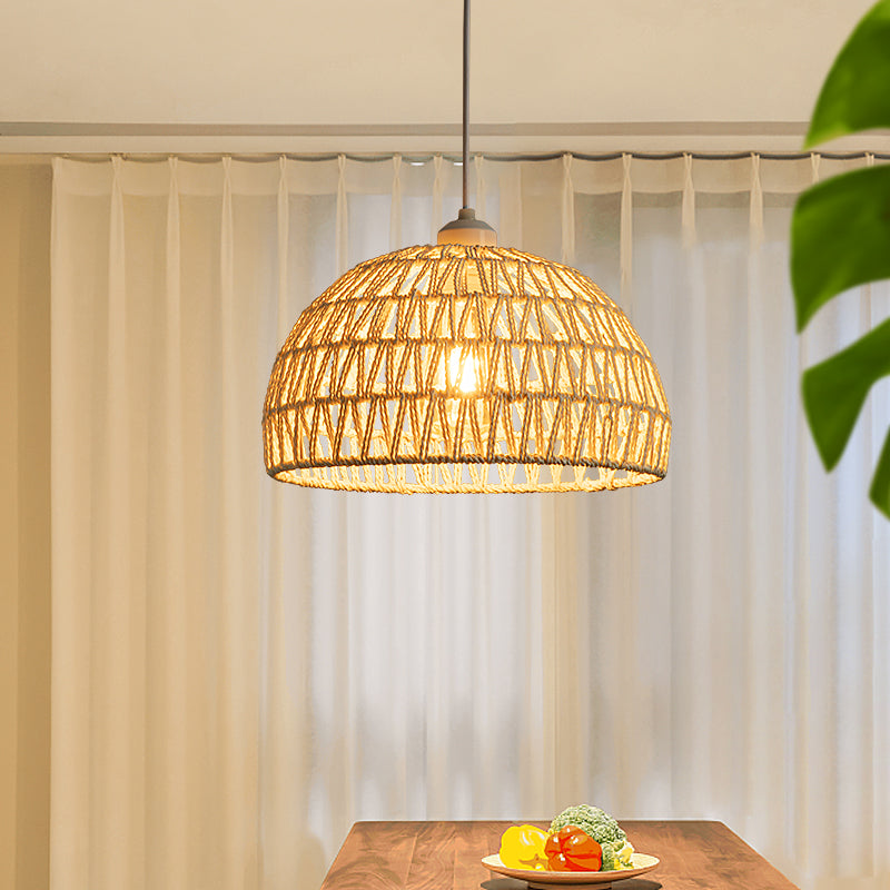 Ritta Boho Retro lampă suspendată LED lemn ratan dormitor/Restaurant
