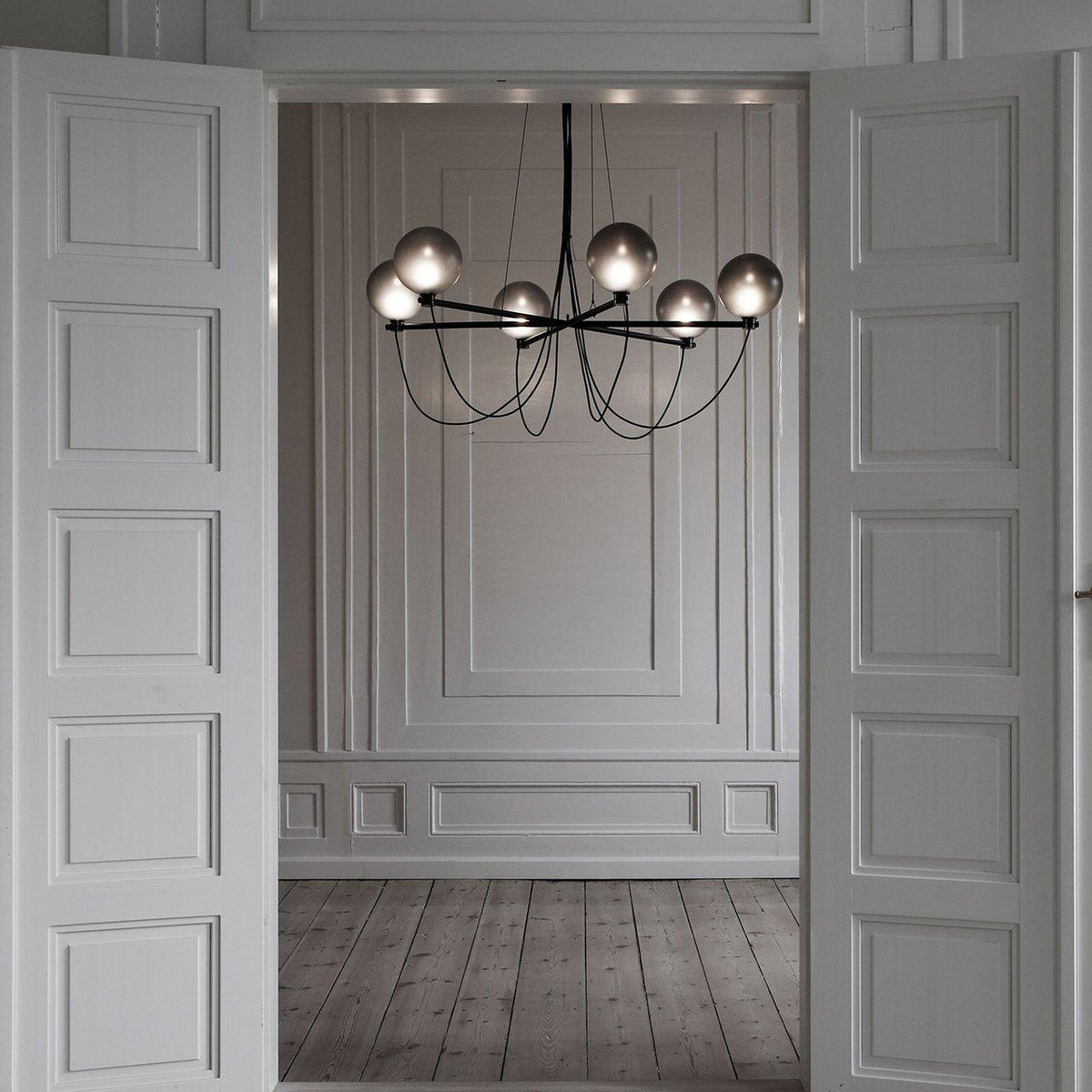 Valentina candelabru modern Nordic din sticlă Sferică, Fum Gri/Albastru