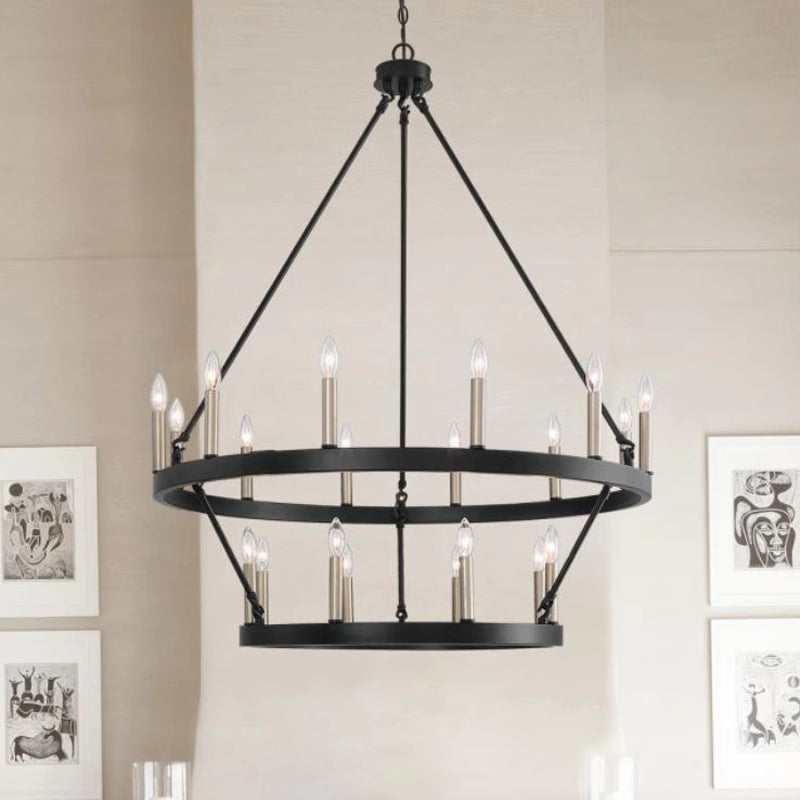 Silva candelabru negru din metal, modern, industrial, LED, pentru living