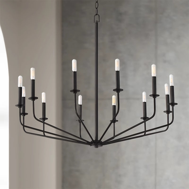 Silva candelabru negru din metal, modern, industrial, LED, pentru living