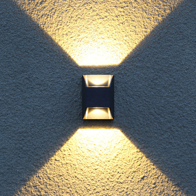Ray aplică de perete pentru exterior metal minimalist cu lumină sus/jos, neagră
