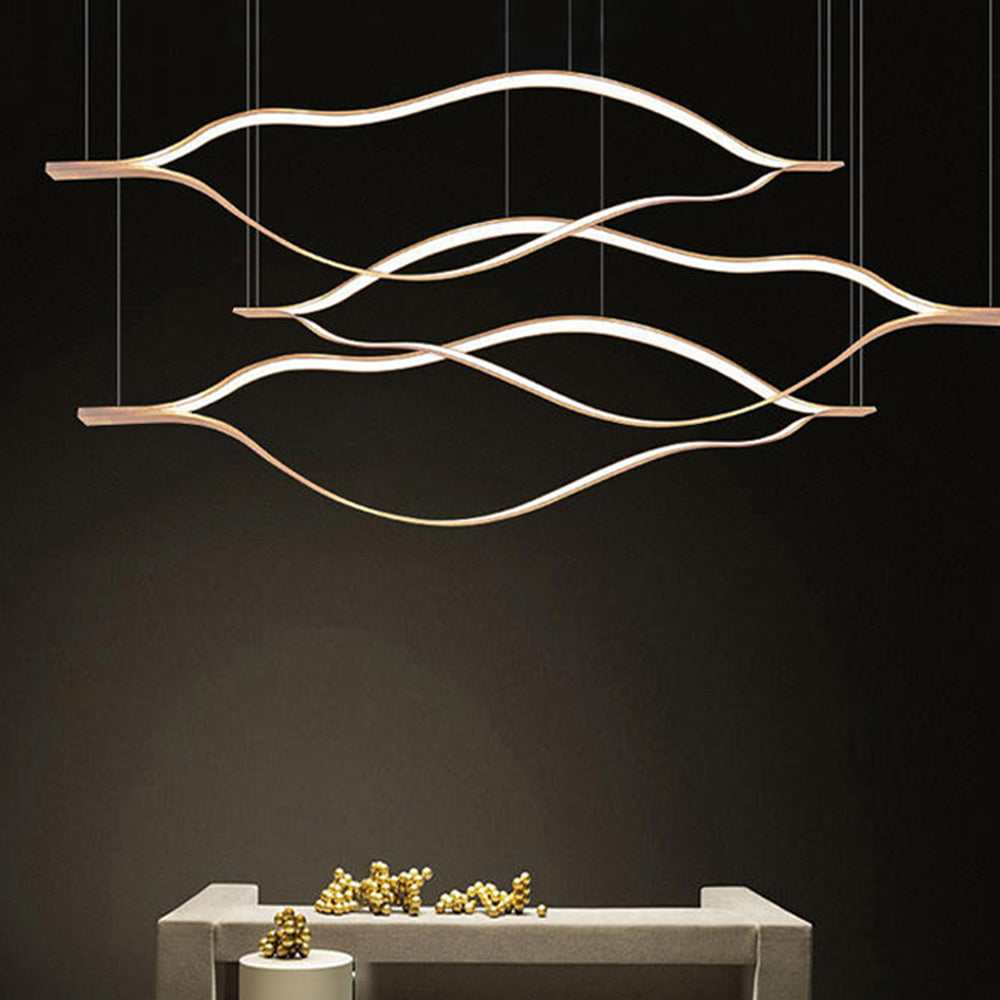 Arisha LED Linear minimalist val cu finisaj în formă de frunză aurie - lampă suspendată