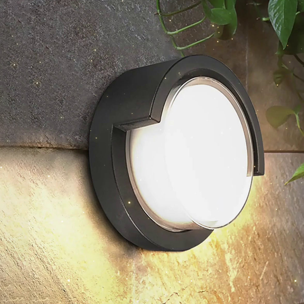 Ray modern aplică de perete pentru exterior rotundă/rectangulară din metal, neagră