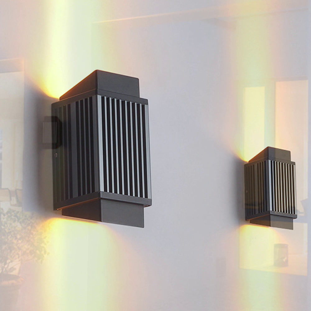 Ray modern aplică de perete pentru exterior rotundă/rectangulară din metal, neagră