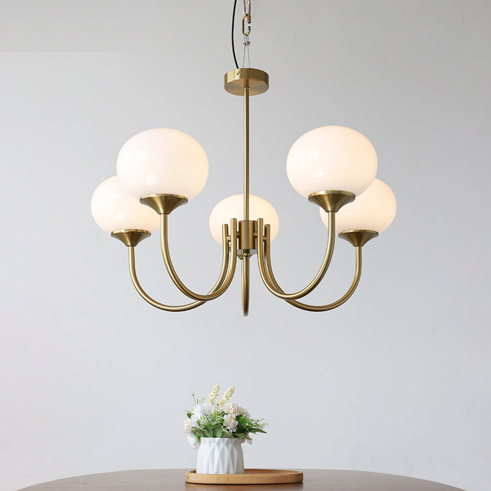 Valentina Retro Art Deco glob candelabru, alb/Roz/Bej