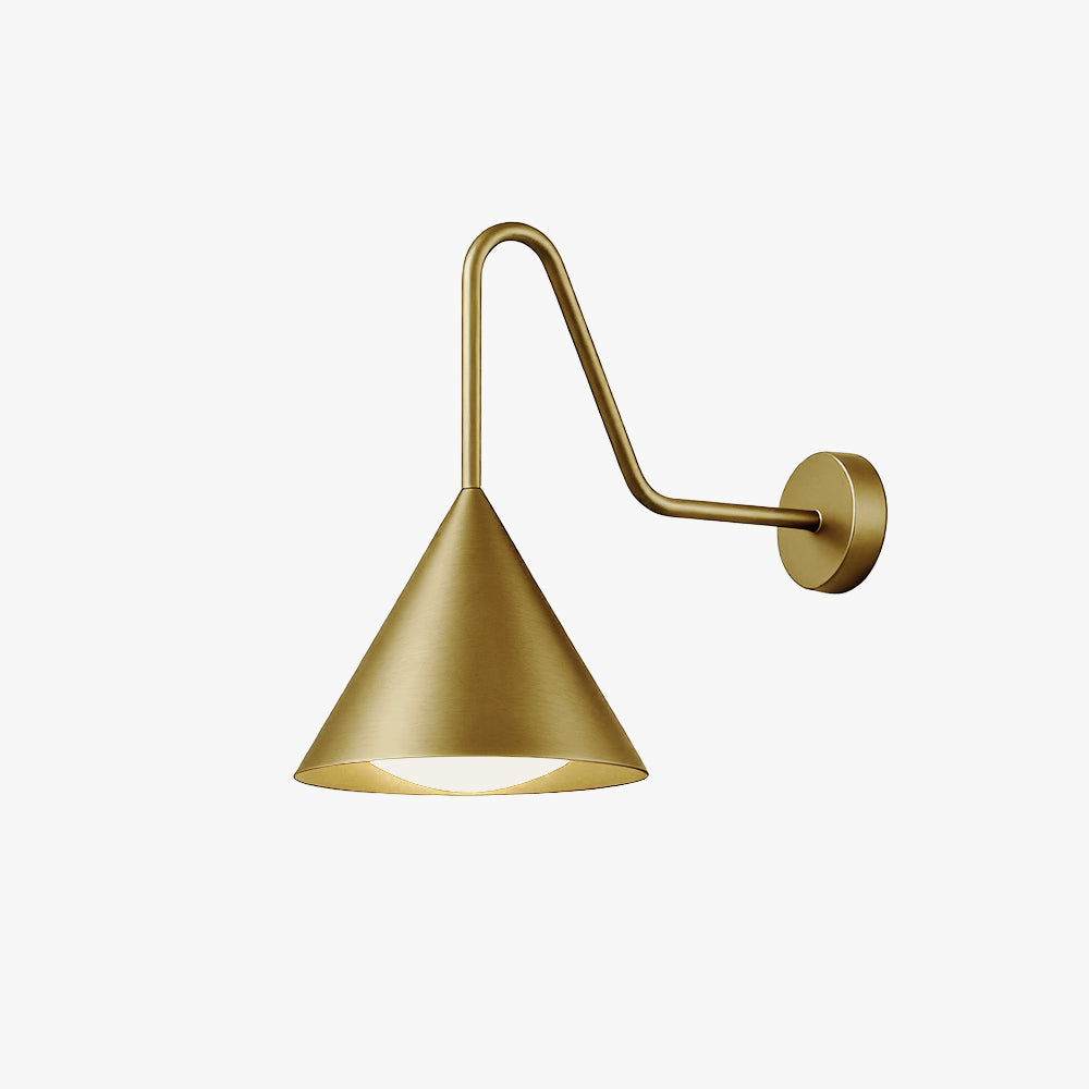 Ray aplică de perete modernă minimalistă conică din metal pentru exterior impermeabil, neagră/aurie