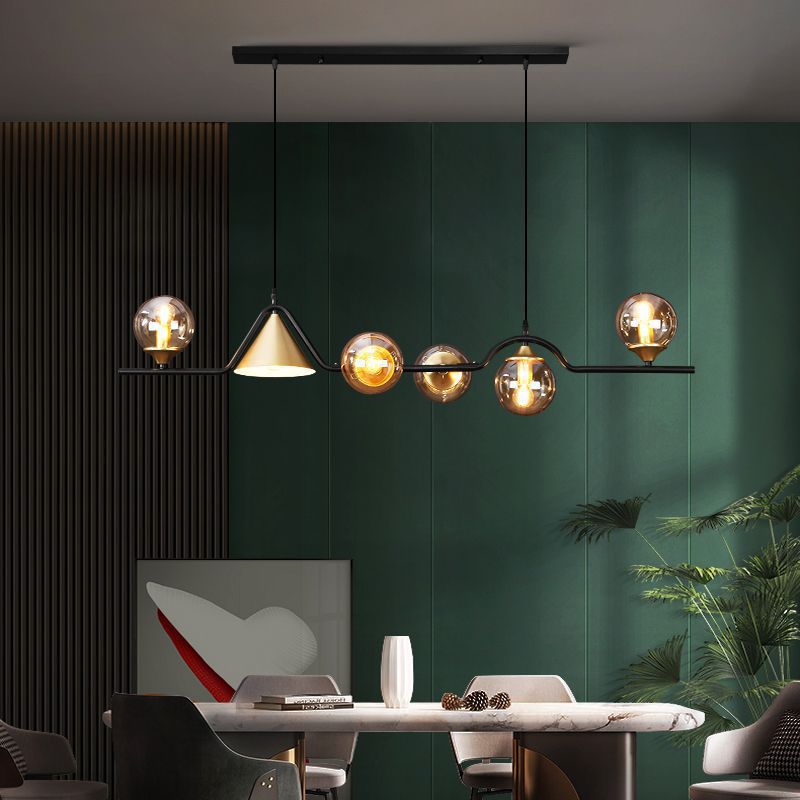 Arisha lampă suspendată LED modernă din sticlă neagră și aur pentru living/cameră de dormit