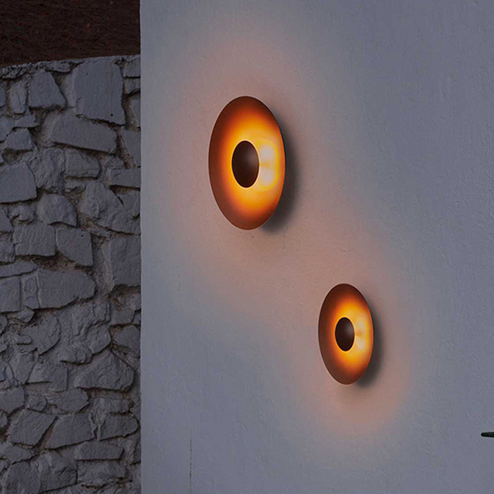 Ray Designer aplică de perete pentru exterior rotundă din metal, maro/alb