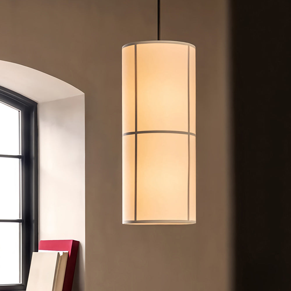 Ritta lampă suspendată Cilindrică, candelabru, Textil, Stil Japonez