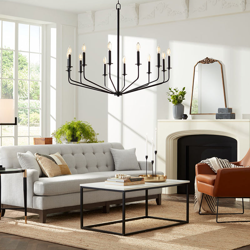 Silva candelabru negru din metal, modern, industrial, LED, pentru living