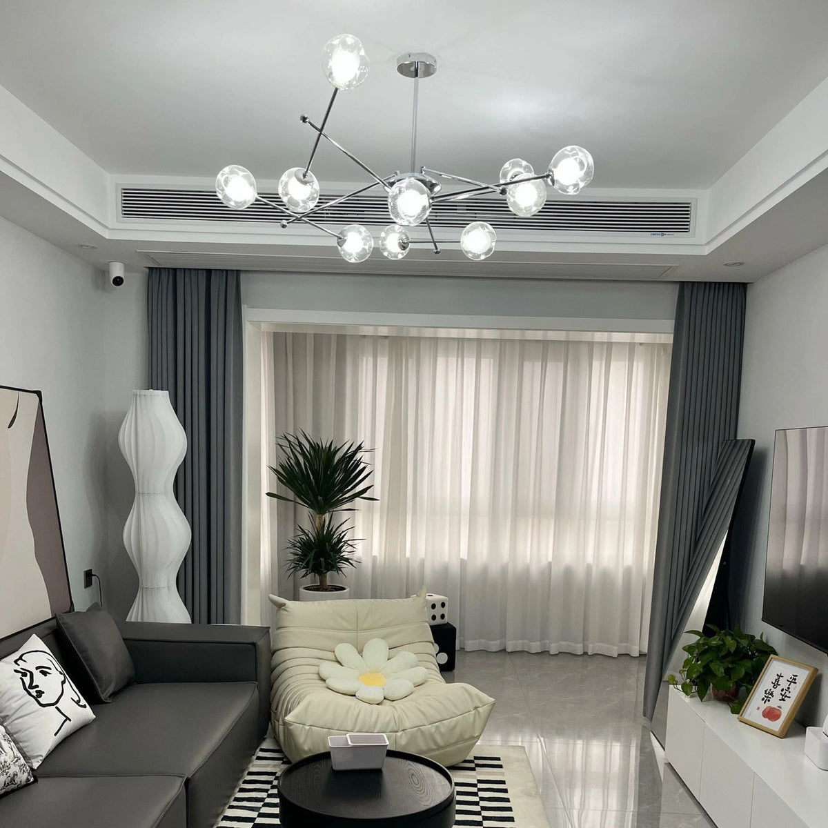 Valentina modern LED candelabru Crom sticlă living/dormitor