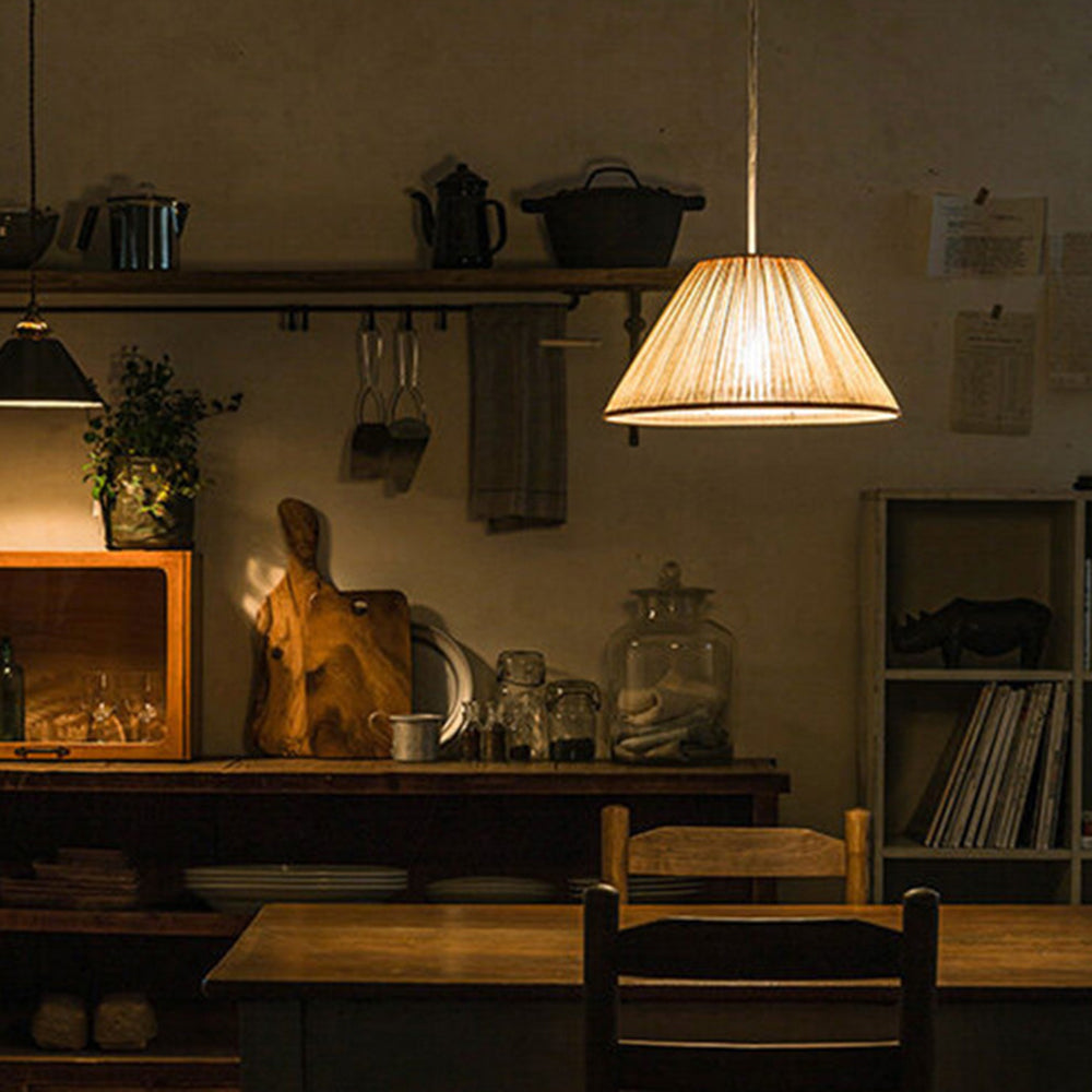 Ritta lampă suspendată plisată Wabi Sabi, metal/Textil, living