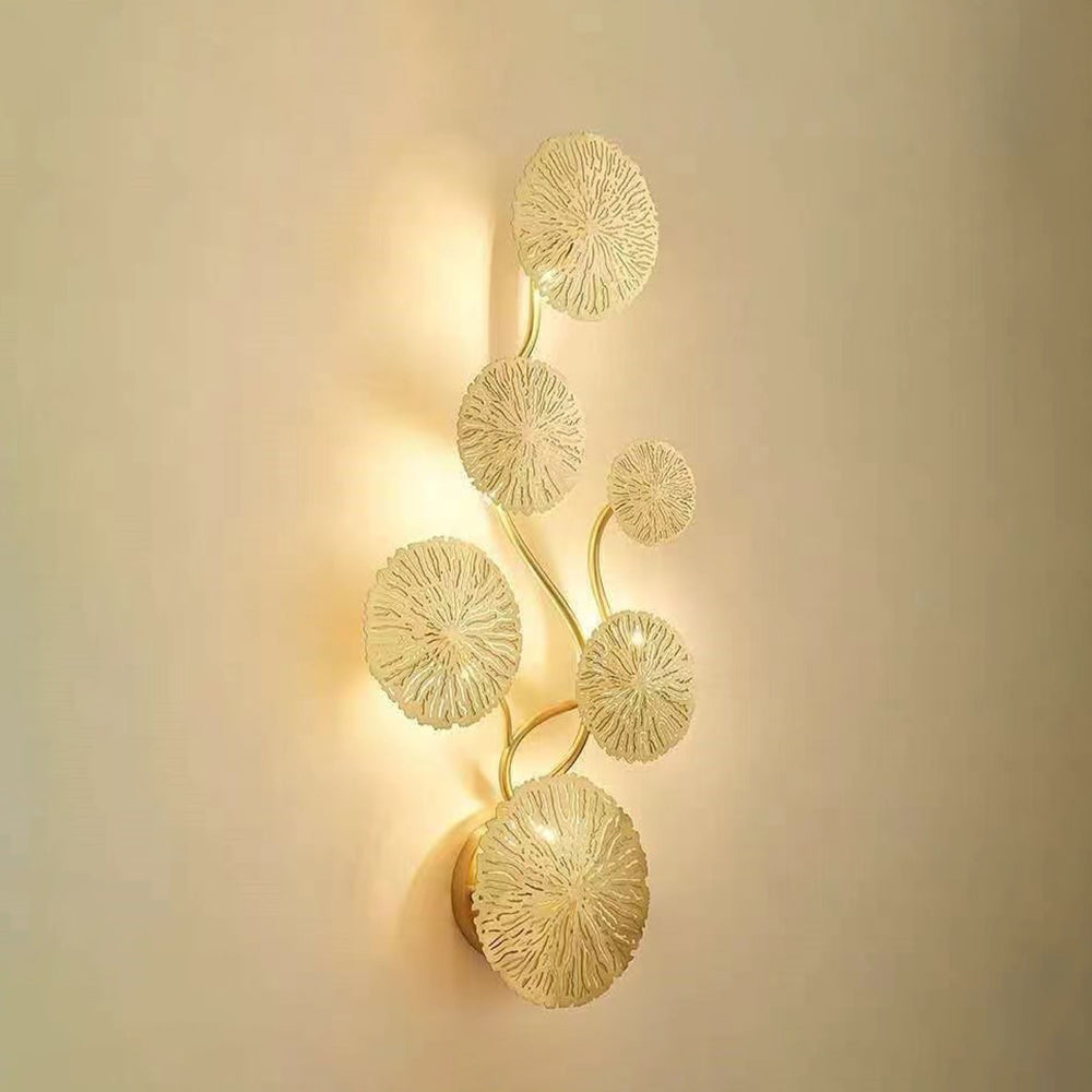 Arisha modern metal Round Lotus Leaf aplică de perete, auriu