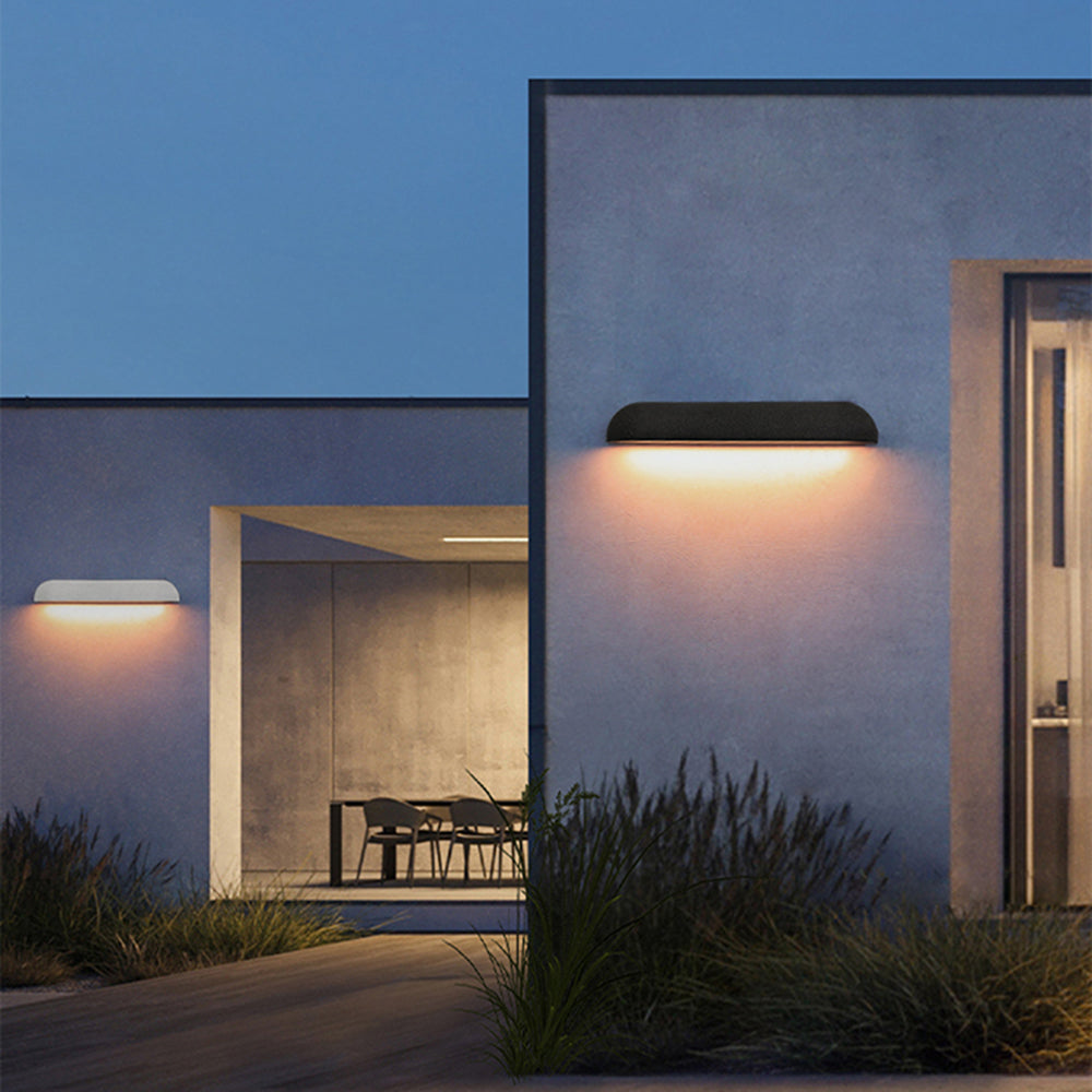 Ray aplică de perete pentru exterior modern minimalist semi-elicoidal din metal/piatră, negru/alb