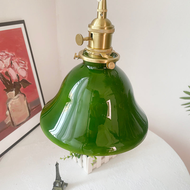 Valentina lampă suspendată verde din cupru și sticlă, rustică, vintage, LED, pentru sufragerie
