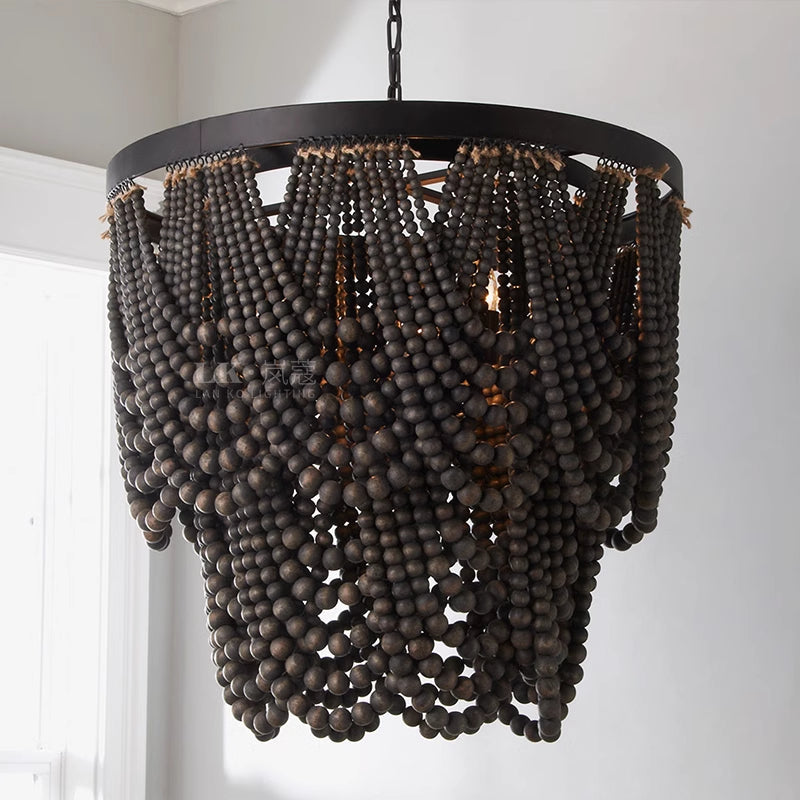 Muto lampă suspendată Boho LED / candelabru din lemn/metal