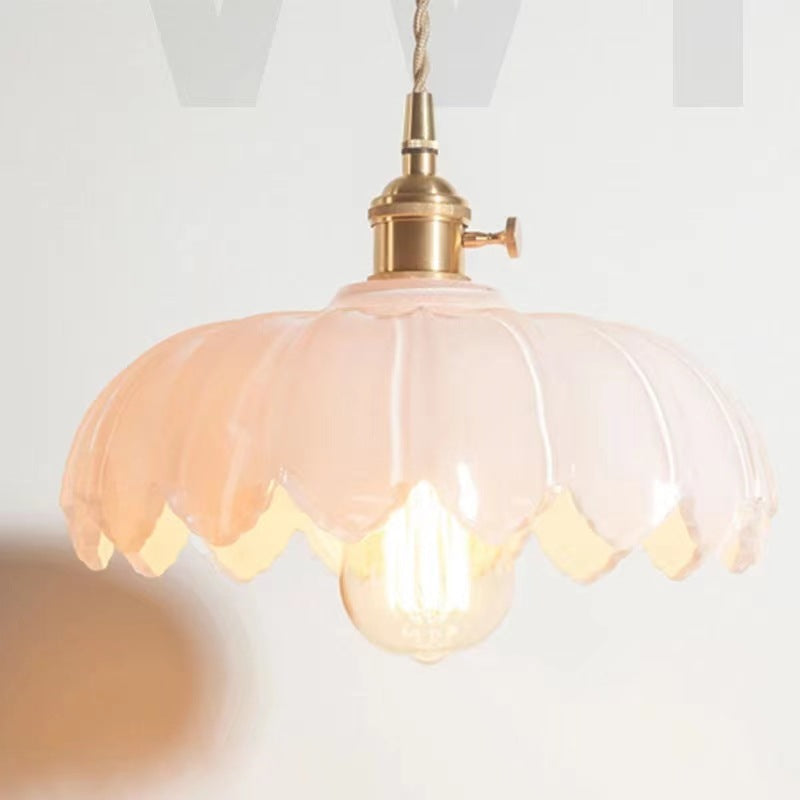 Valentina lampă suspendată retro cu LED din sticlă colorată și metal în formă de floare pentru sufragerie