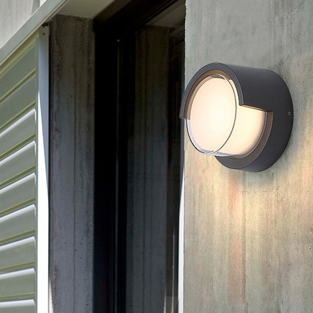 Ray modern aplică de perete pentru exterior rotundă/rectangulară din metal, neagră