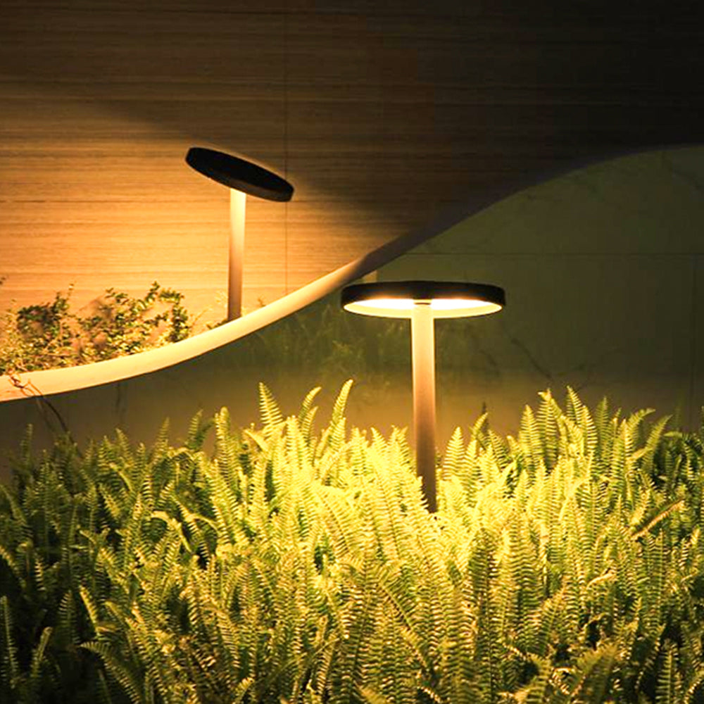 Pena modern Disc Solar Outdoor Bollard Light, negru