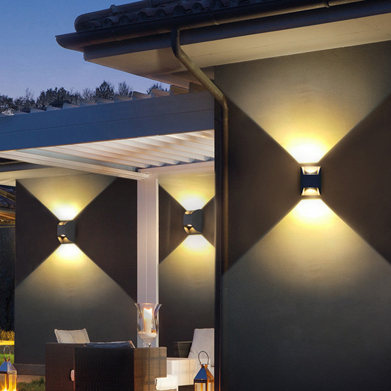 Ray aplică de perete pentru exterior metal minimalist cu lumină sus/jos, neagră