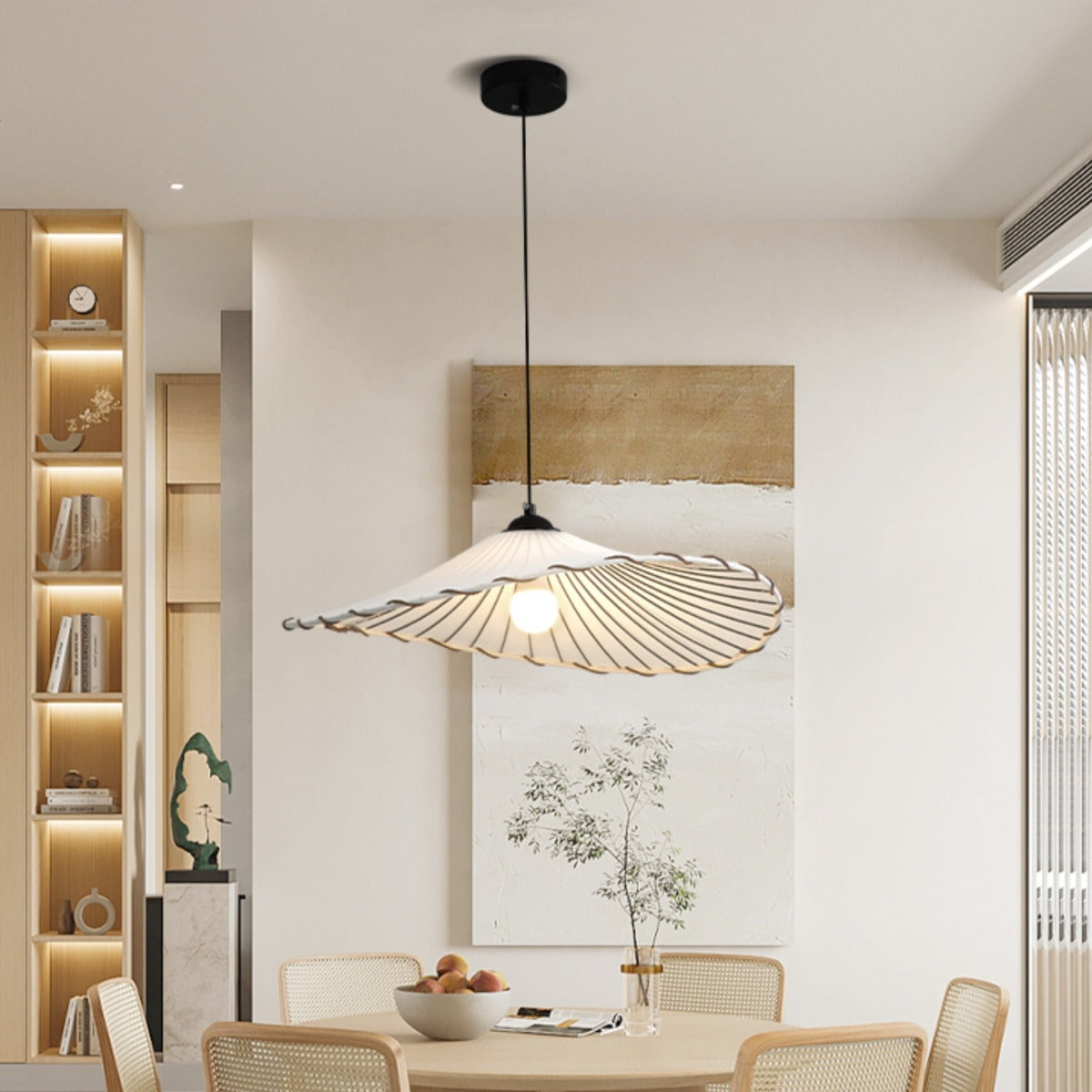 Ritta lampă suspendată decorativă LED Boho din textil galben pentru cameră de dormit sau restaurant