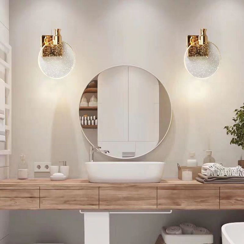 Kristy modern Round cristal oglindă aplică de perete, auriu/crom