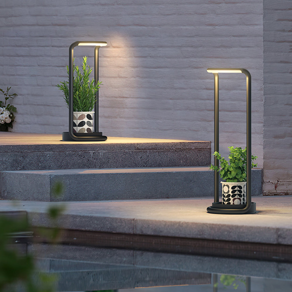 Ray lampadar minimalist Rectangular LED Solar exterior, negru