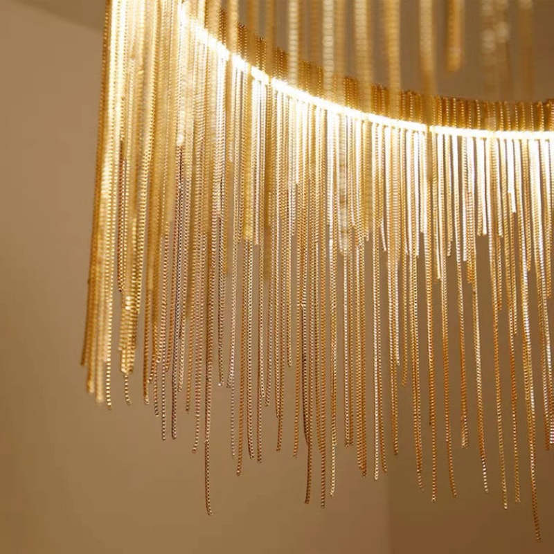 Arisha Tassel Chain Art Deco lampă suspendată Argintiu/Aur living/Hall