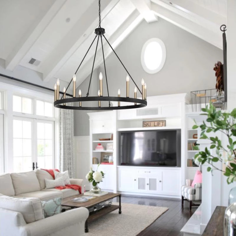 Silva candelabru negru din metal, modern, industrial, LED, pentru living